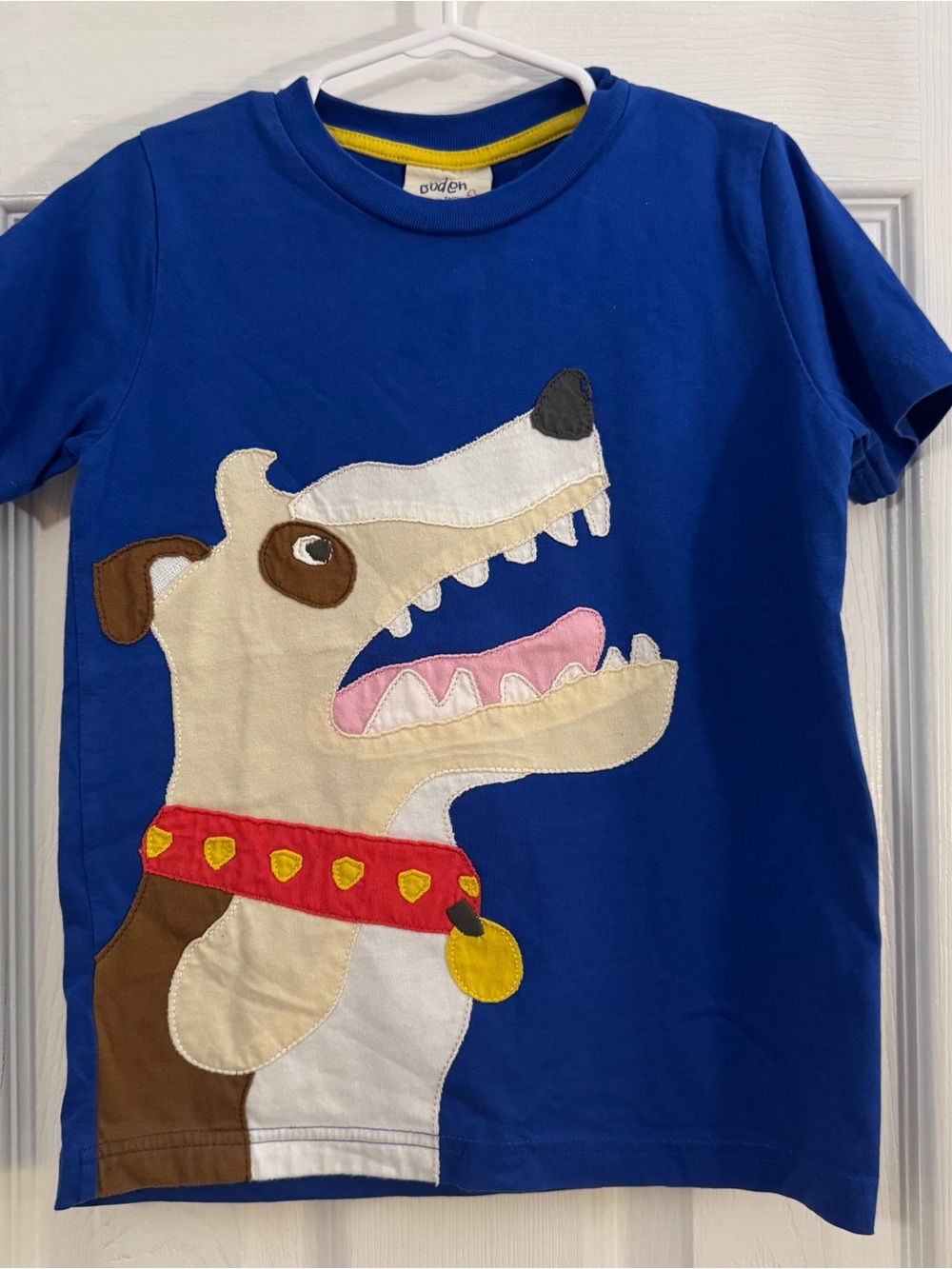 Mini Boden Baby Boy Royal Blue T‑Shirt with Dog Appliqué Short Sleeve